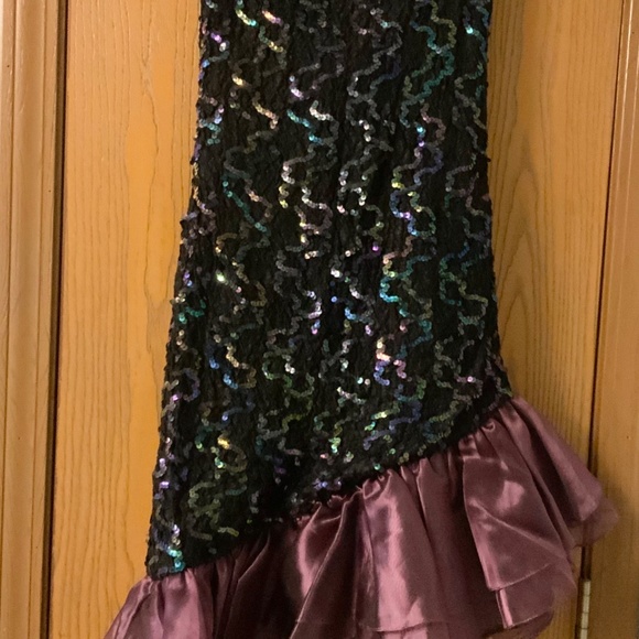VINTAGE 90s NIGHT MOVES NEW YORK PARTY DRESS STRAPLESS PURPLE & BLACK SEQUINED - Picture 6 of 8